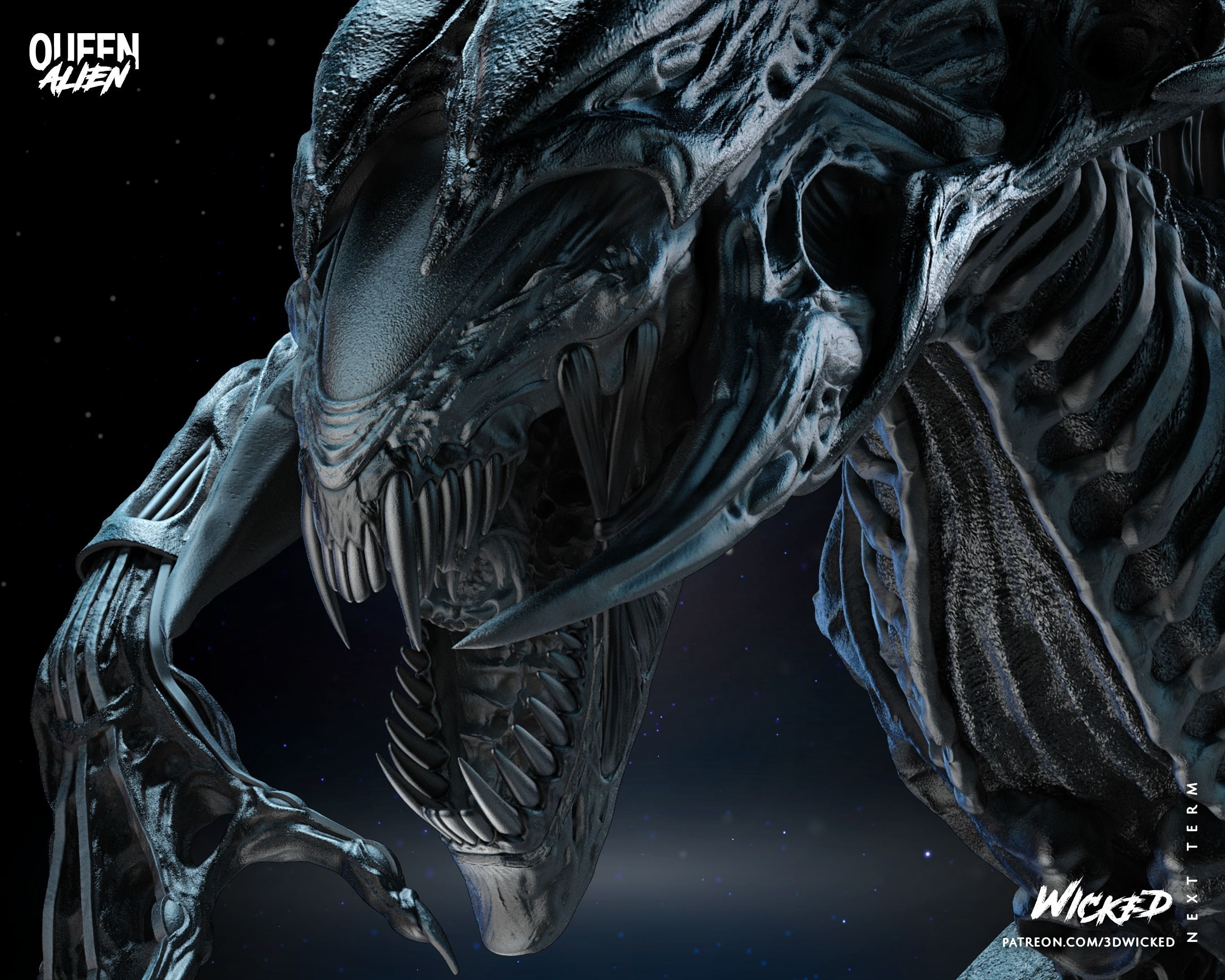 Wicked Movies Queen Alien Sculpture Tested for 3d printing 3D print model_14