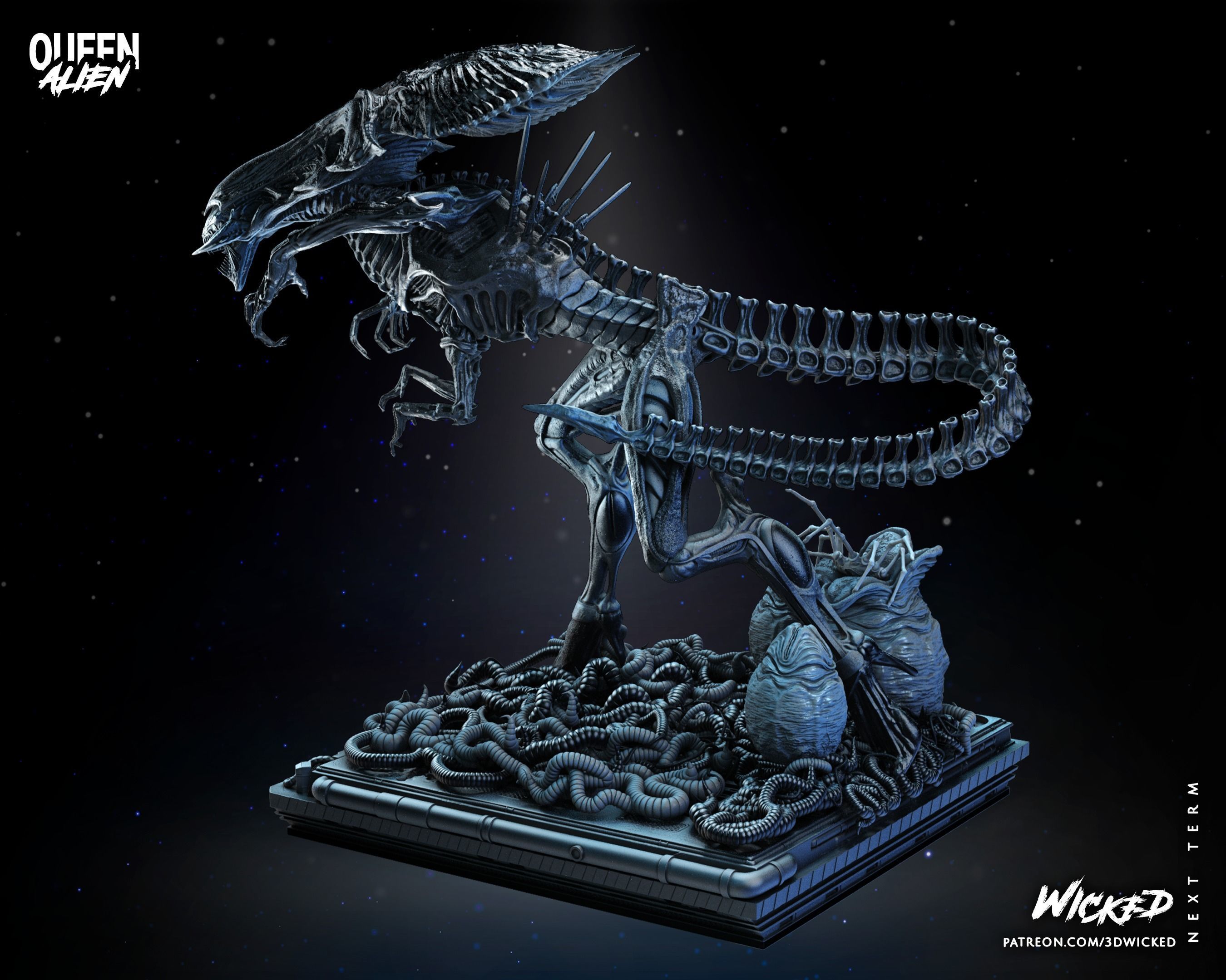 Wicked Movies Queen Alien Sculpture Tested for 3d printing 3D print model_6