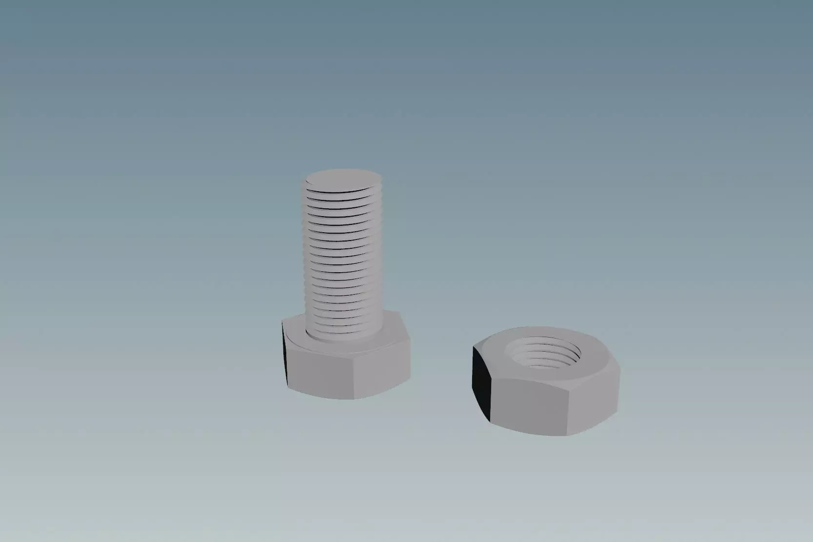 Screw with Nut M10X1-0 Free 3D model