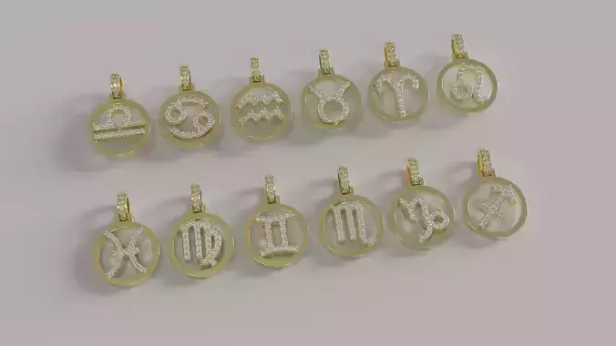 horoscope pendants 3D Model Collection