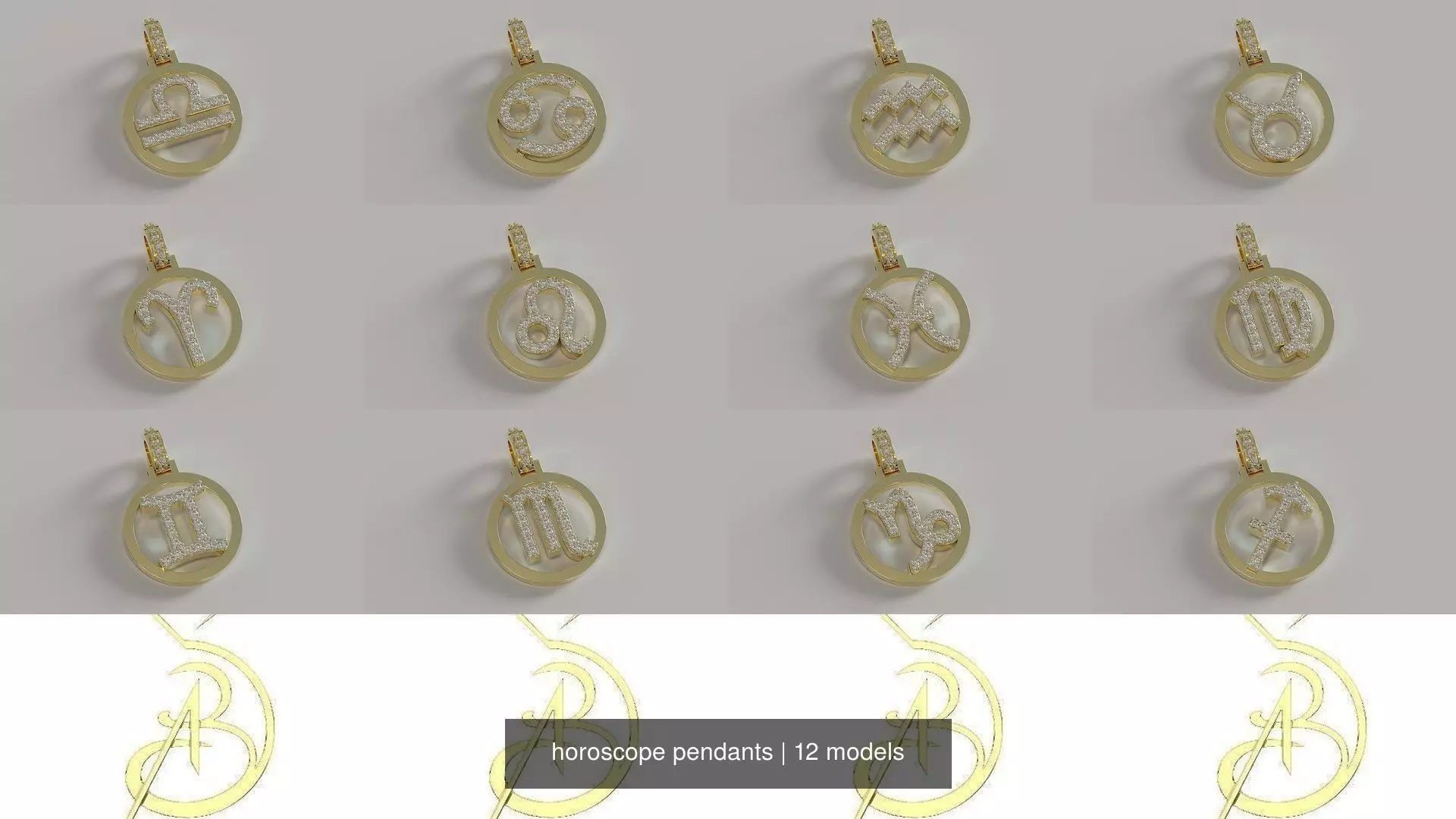 horoscope pendants 3D Model Collection_1