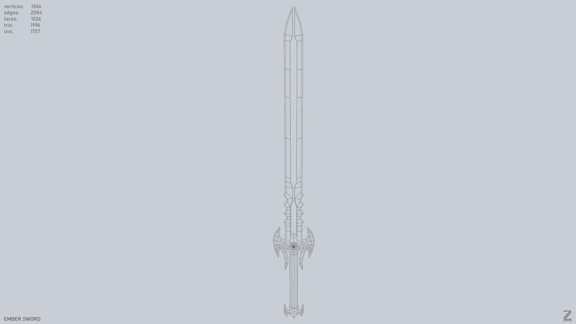 Ember sword Low-poly 3D model_8