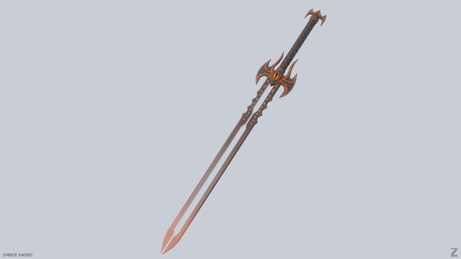 Ember sword Low-poly 3D model_4