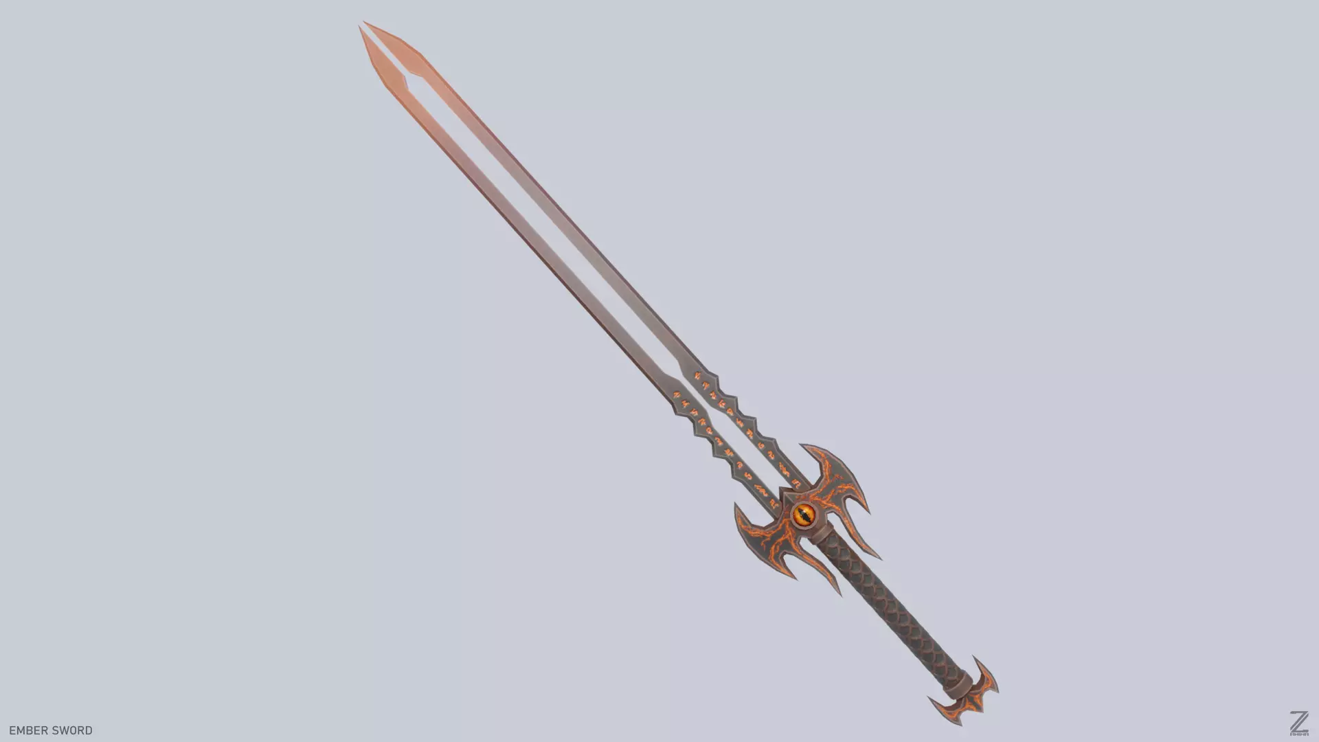 Ember sword Low-poly 3D model_0