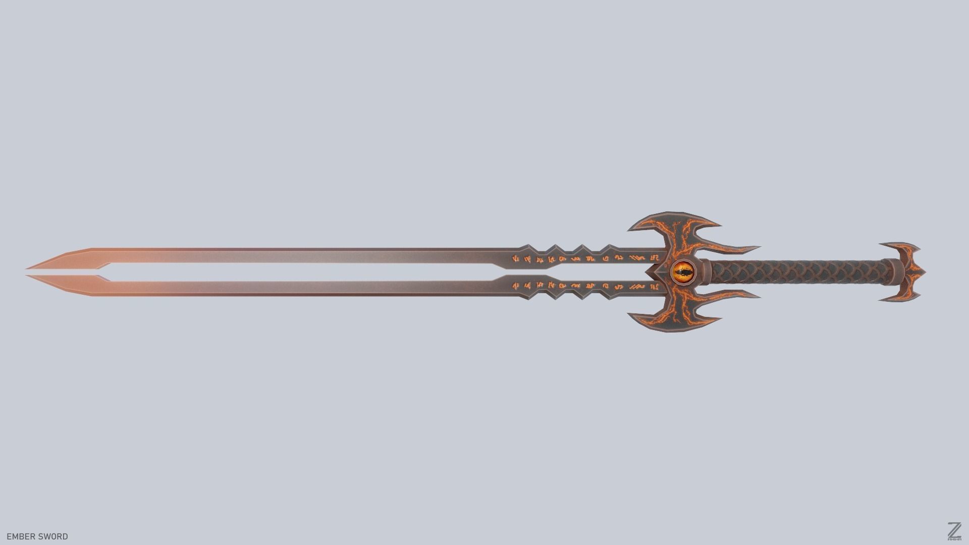 Ember sword Low-poly 3D model_3