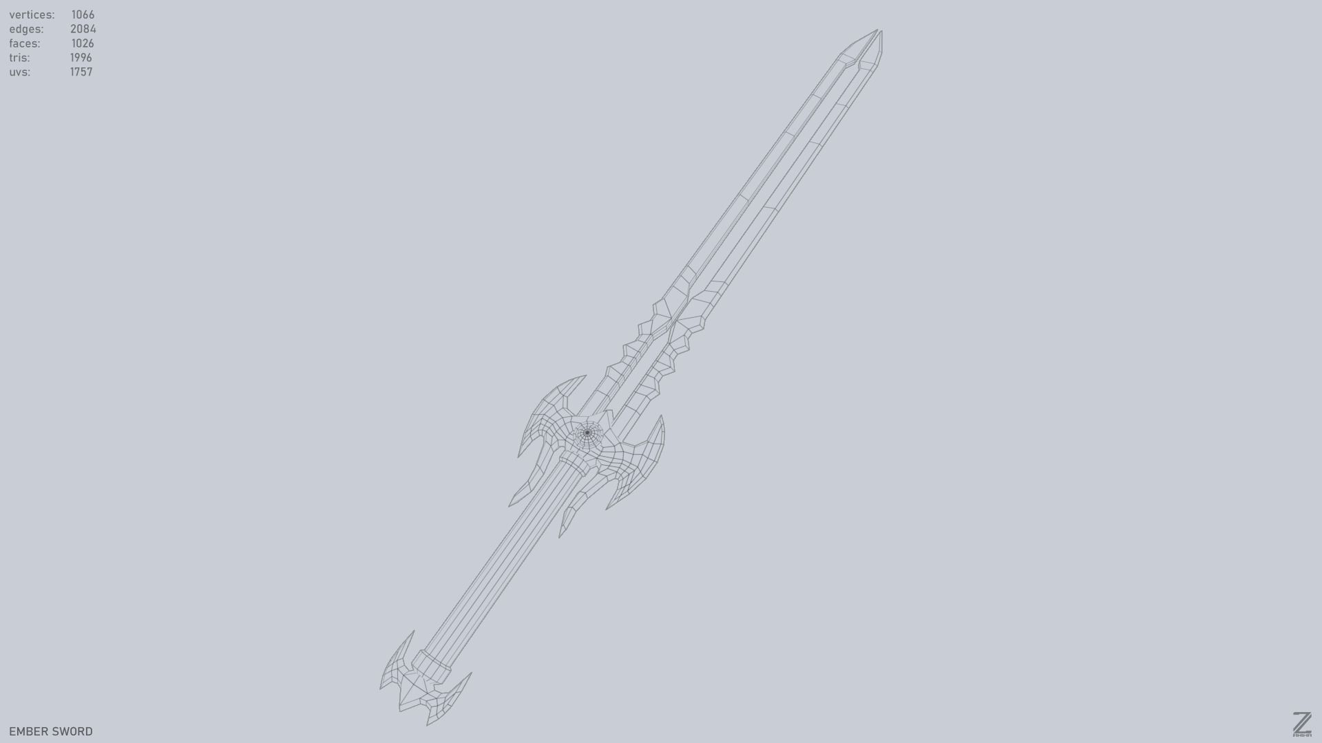 Ember sword Low-poly 3D model_13