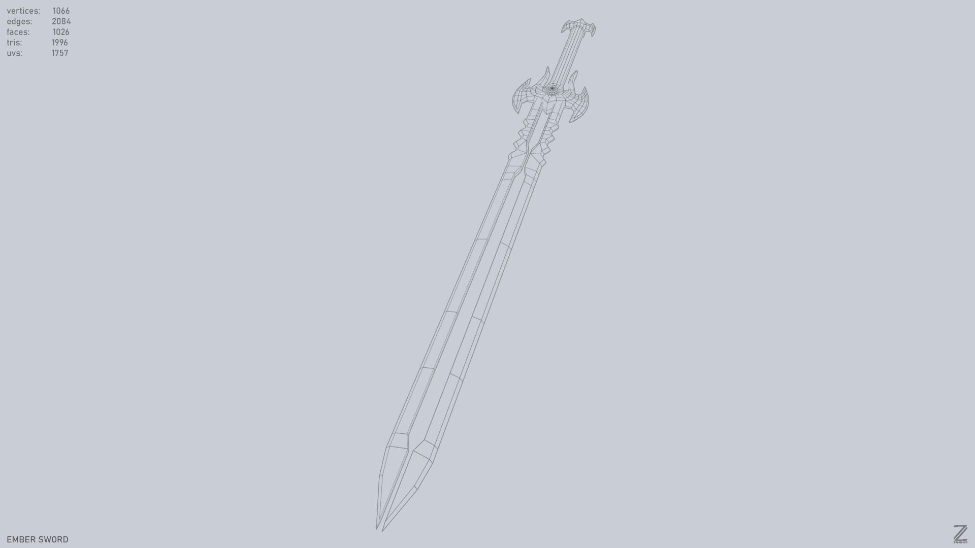 Ember sword Low-poly 3D model_11