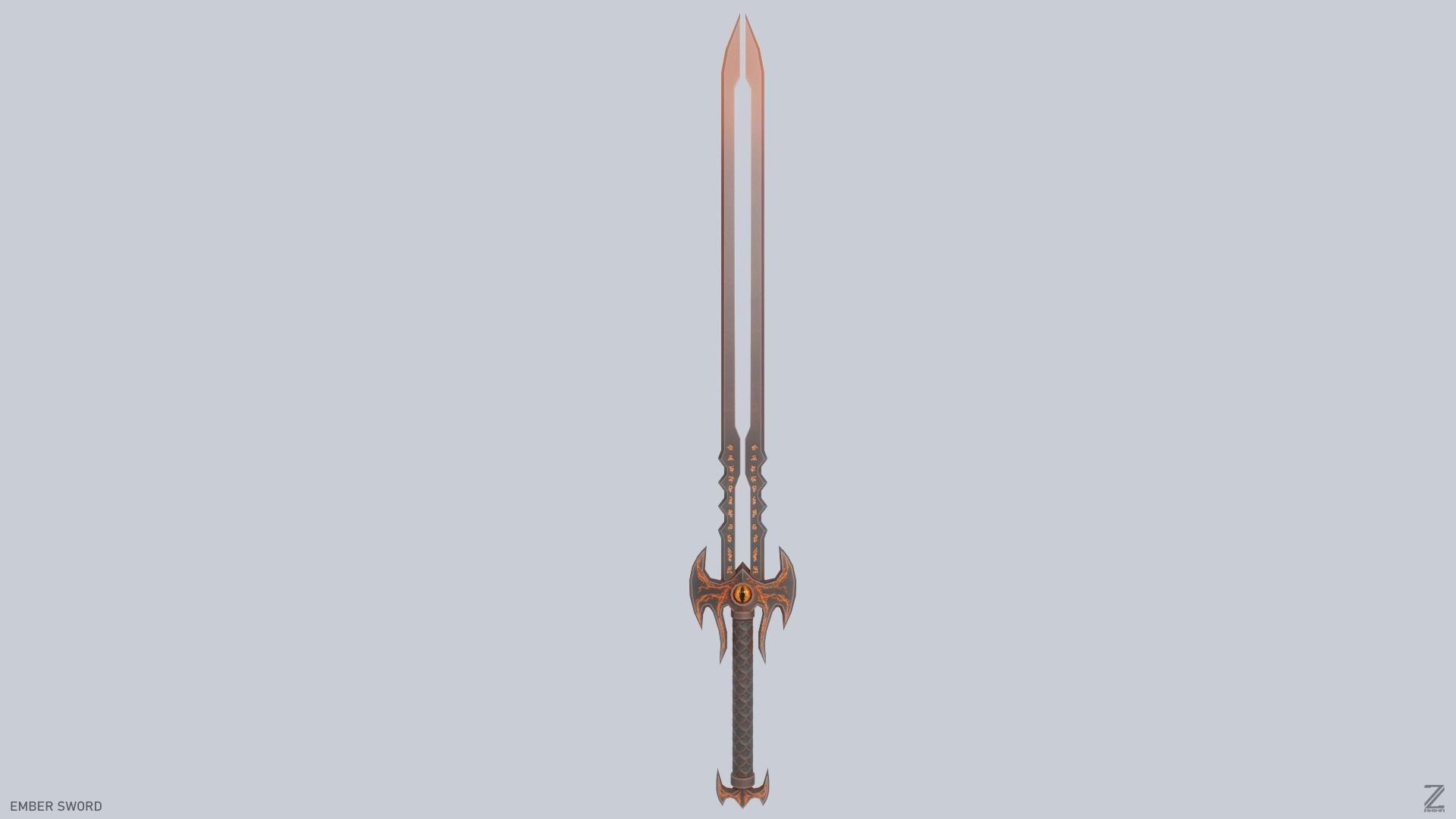 Ember sword Low-poly 3D model_1