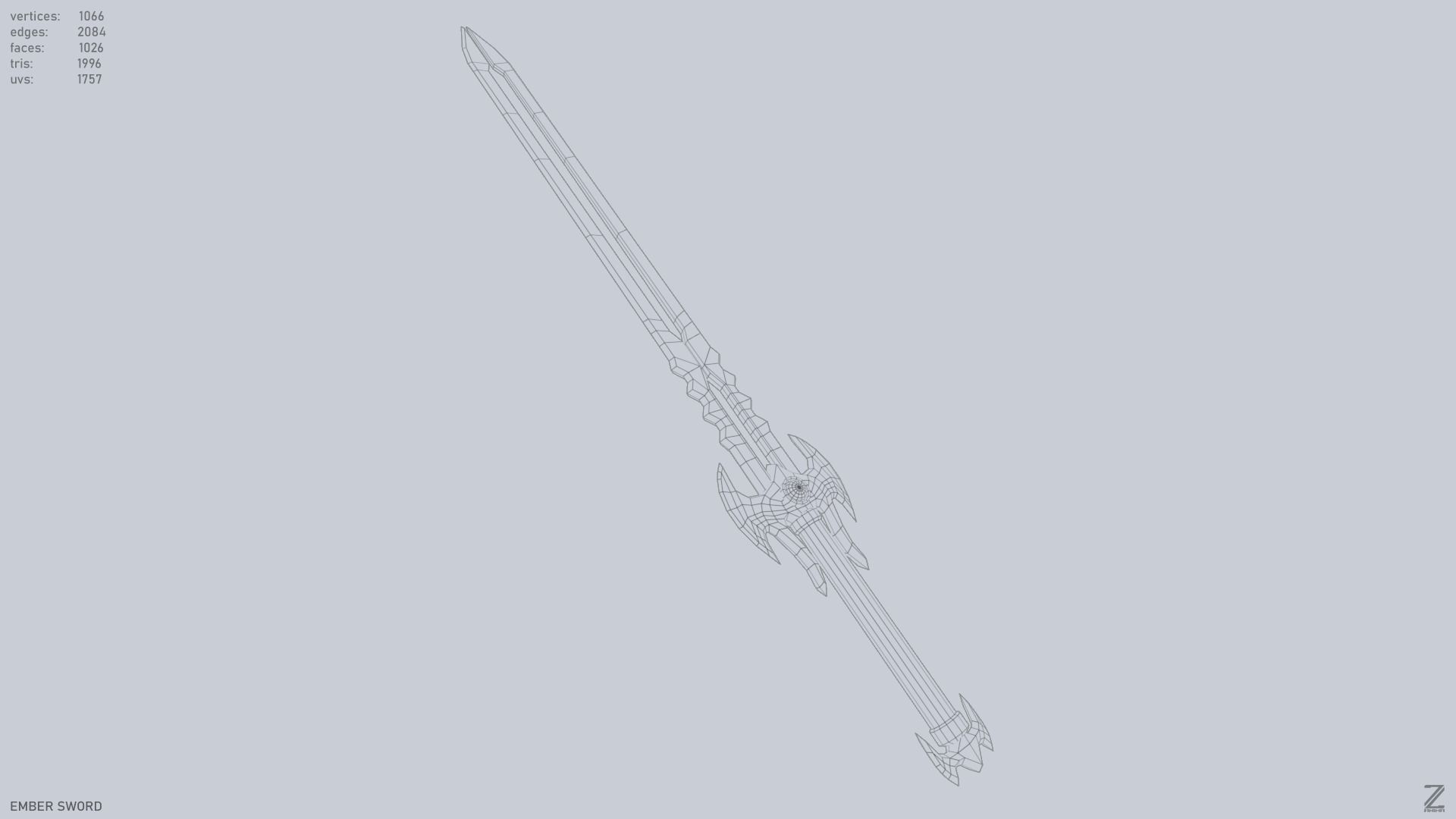 Ember sword Low-poly 3D model_14