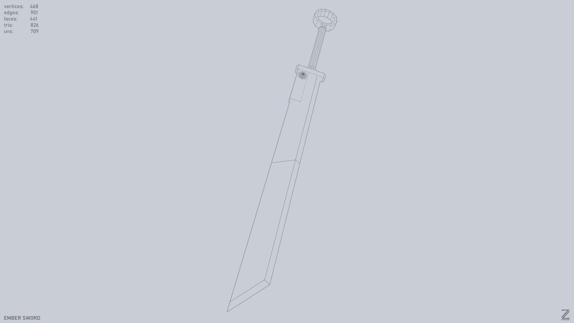 Ember sword Low-poly 3D model_8