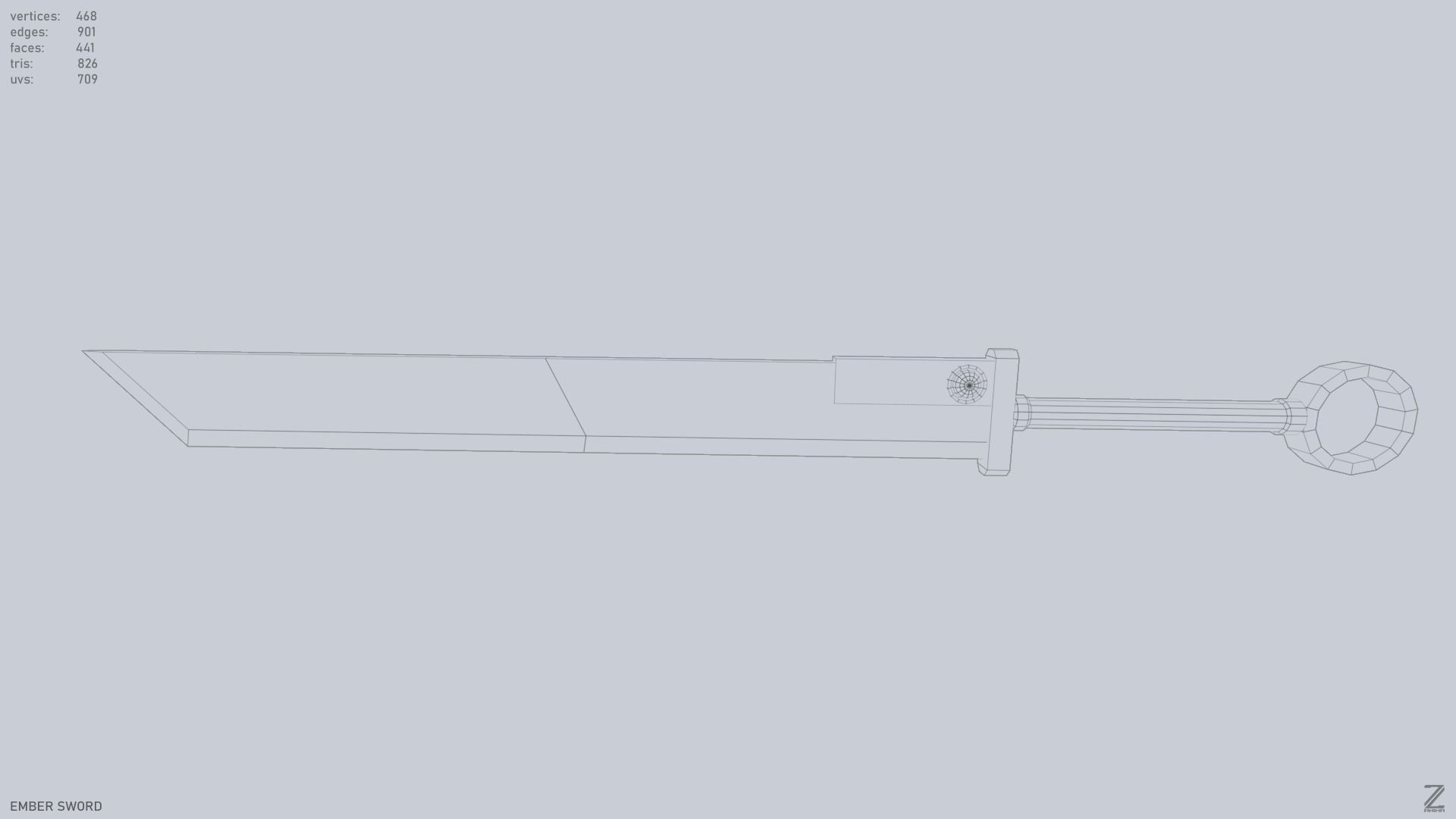 Ember sword Low-poly 3D model_10