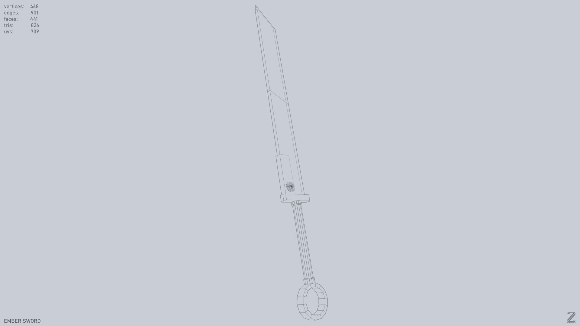 Ember sword Low-poly 3D model_9