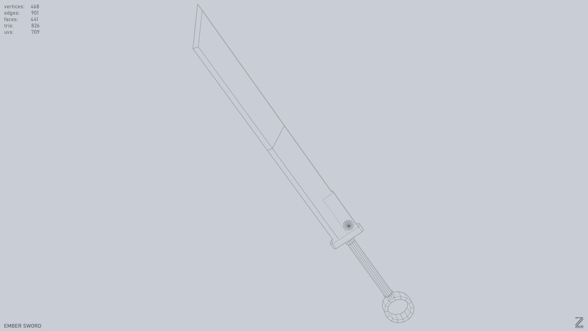 Ember sword Low-poly 3D model_11