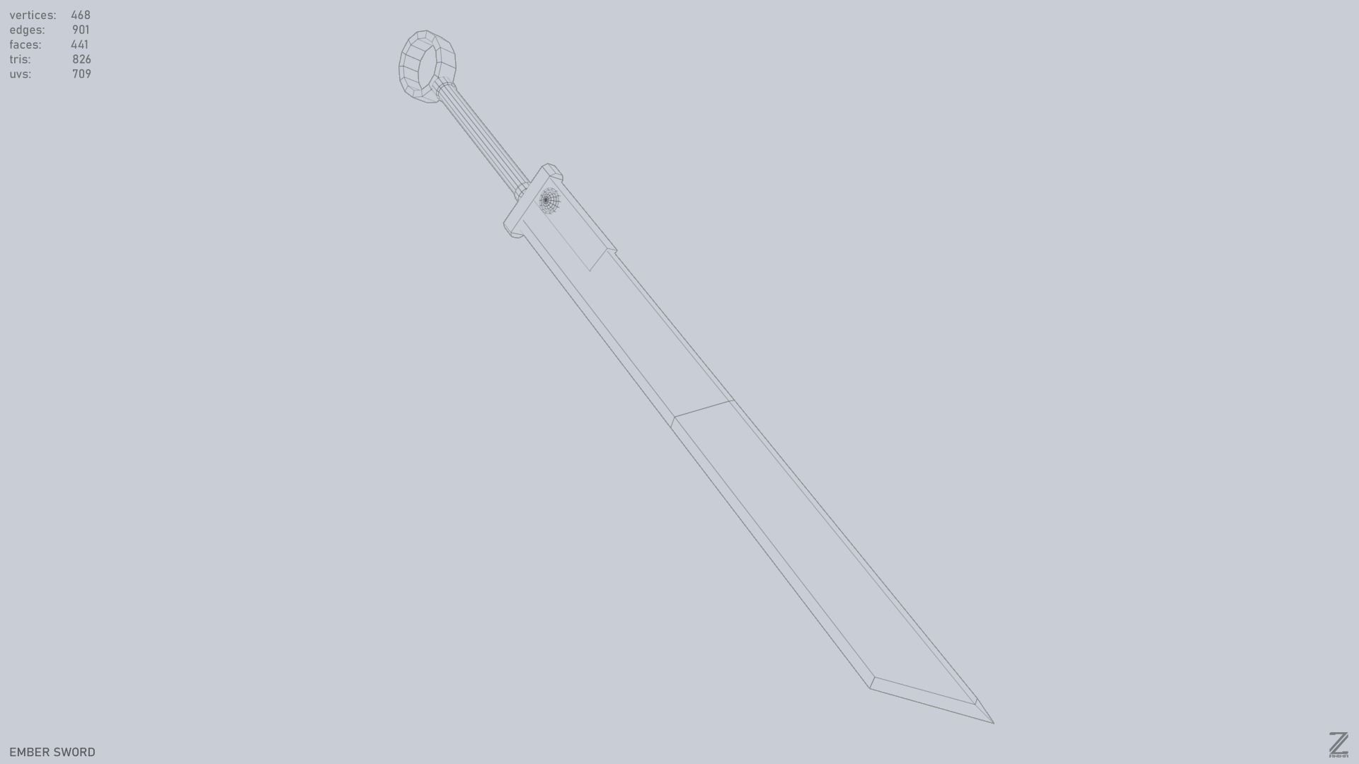 Ember sword Low-poly 3D model_13