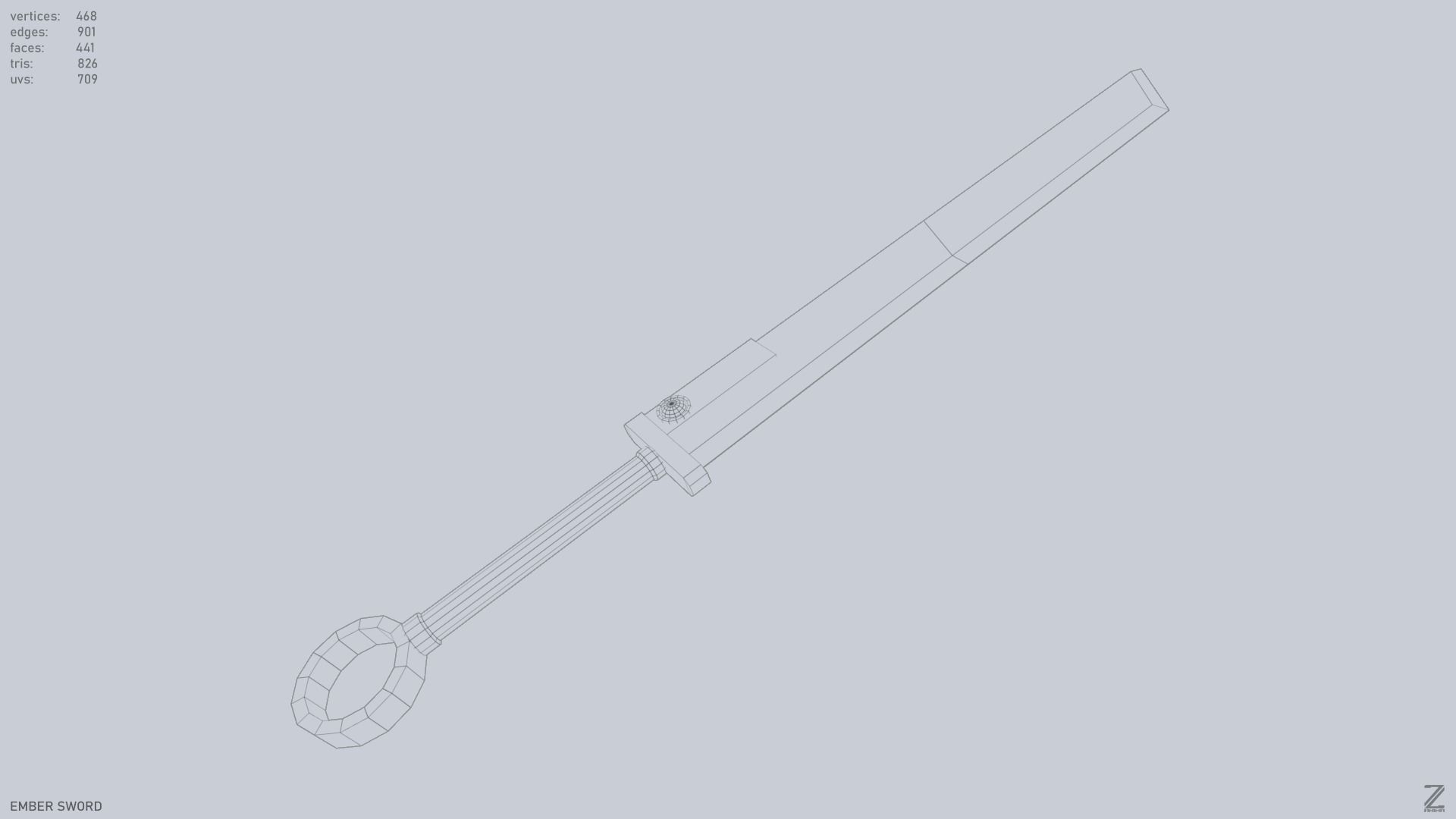 Ember sword Low-poly 3D model_12