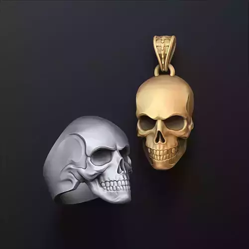 Skull pendant ring version 2 set