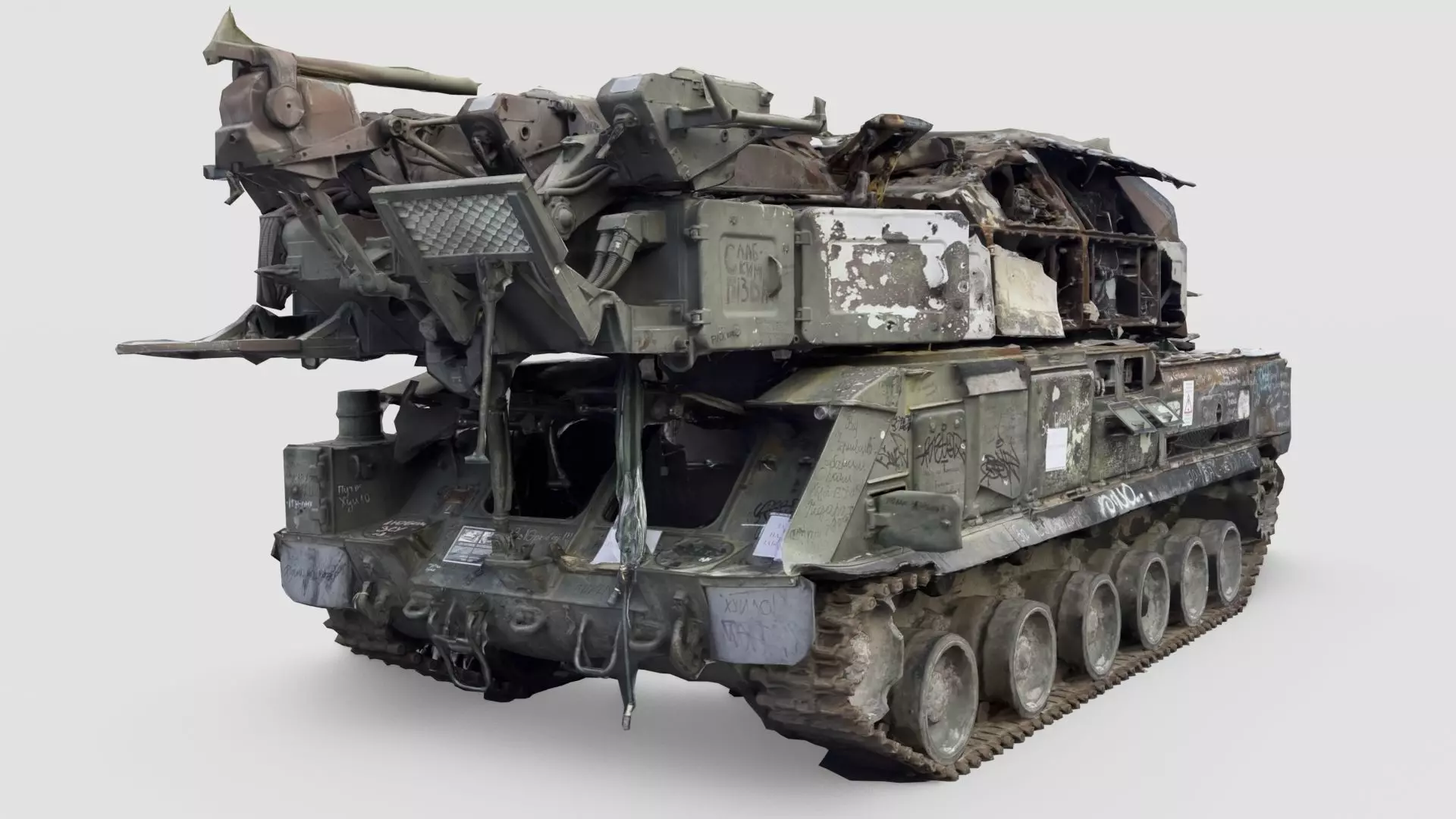 russian Buk missile system destroyed by Ukrainian army 3D model
