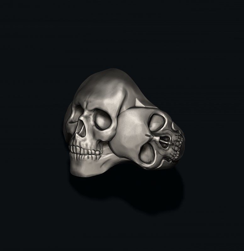 Three skull ring 3D print model_8