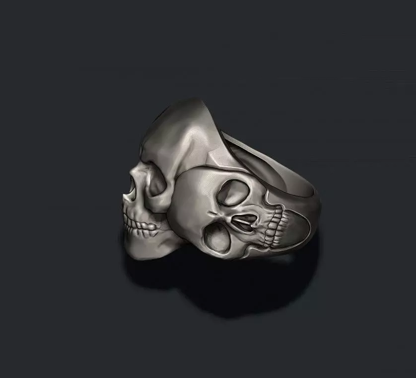 Three skull ring 3D print model_0