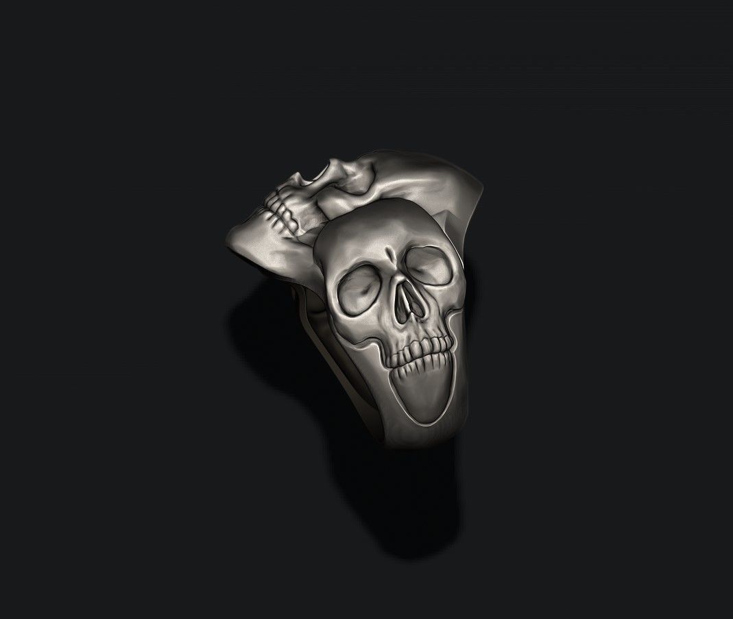 Three skull ring 3D print model_1