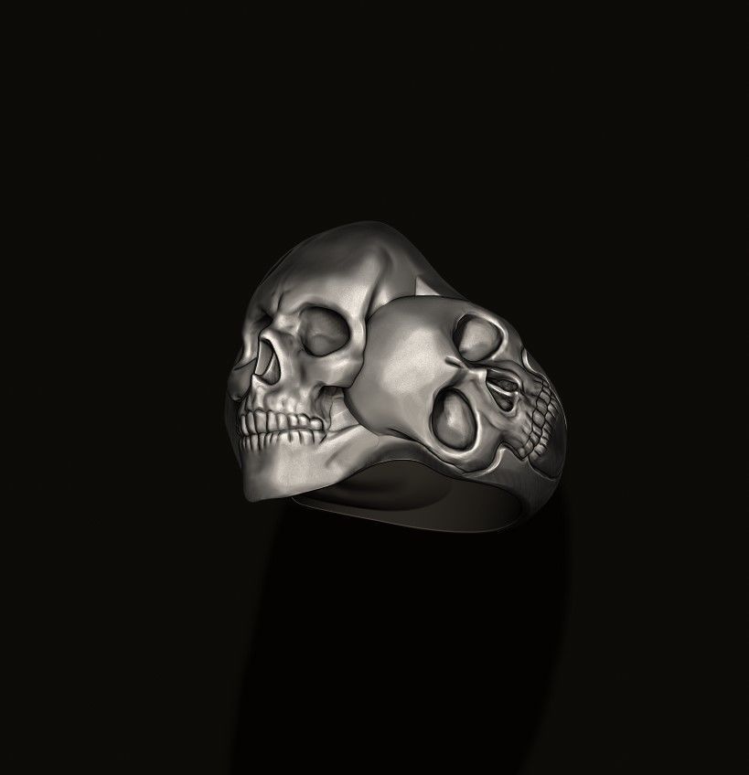 Three skull ring 3D print model_7