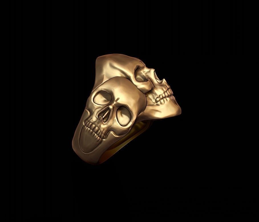 Three skull ring 3D print model_6