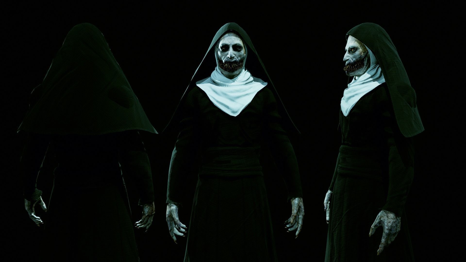 Demonic NUN Low-poly 3D model_10