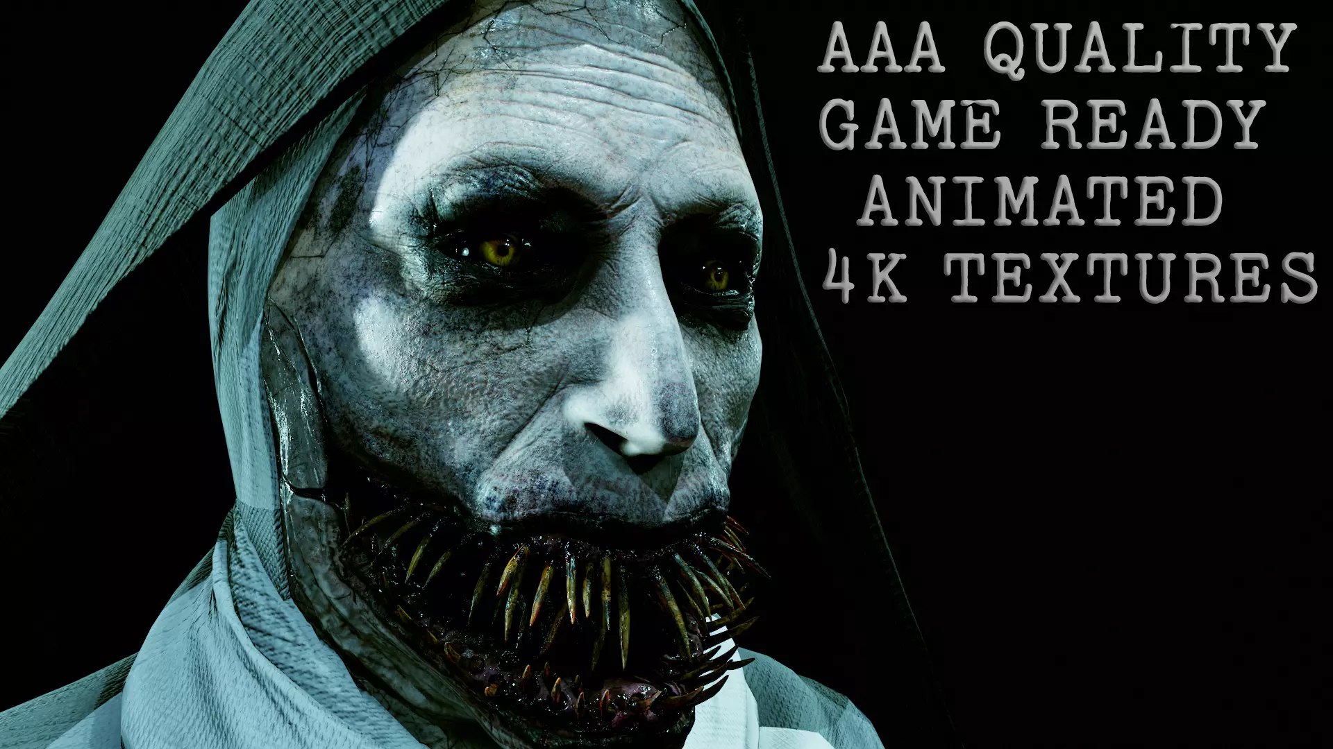 Demonic NUN Low-poly 3D model_0