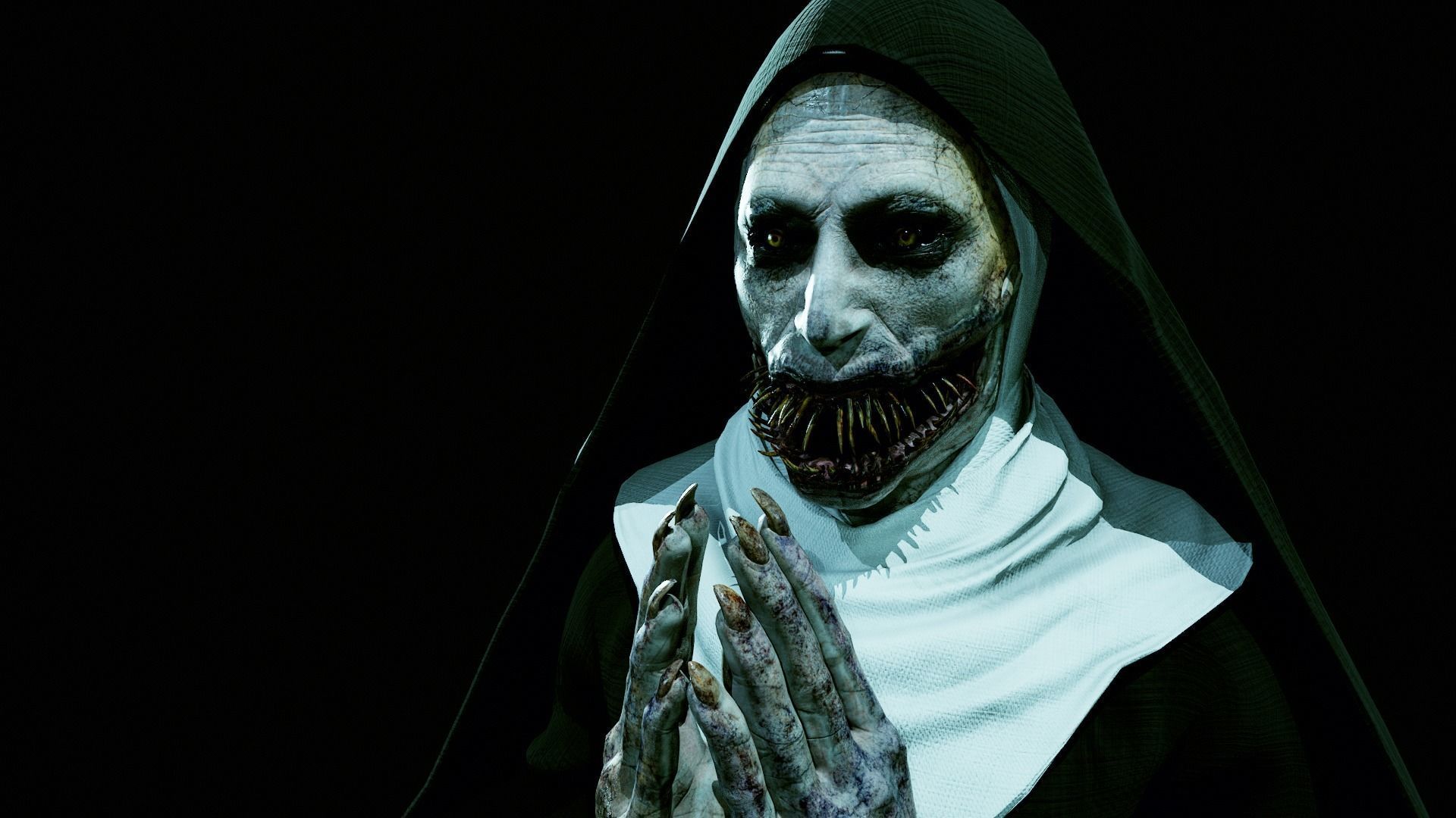 Demonic NUN Low-poly 3D model_8