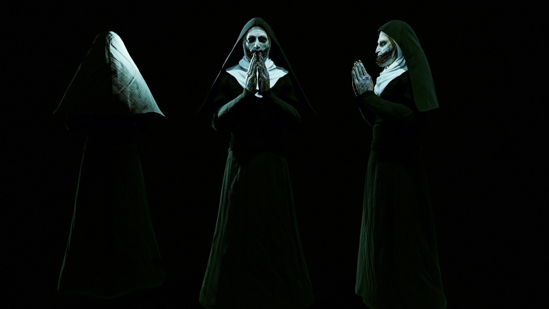 Demonic NUN Low-poly 3D model_7