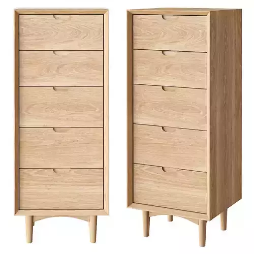 RJ Living Mia 5 drawer chest oak