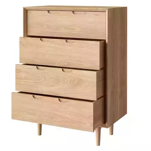 RJ Living Mia 4 drawer chest oak