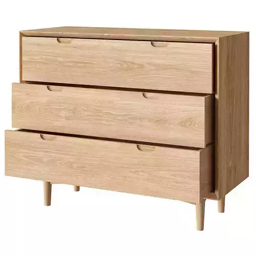 RJ Living Mia 3 drawer chest oak