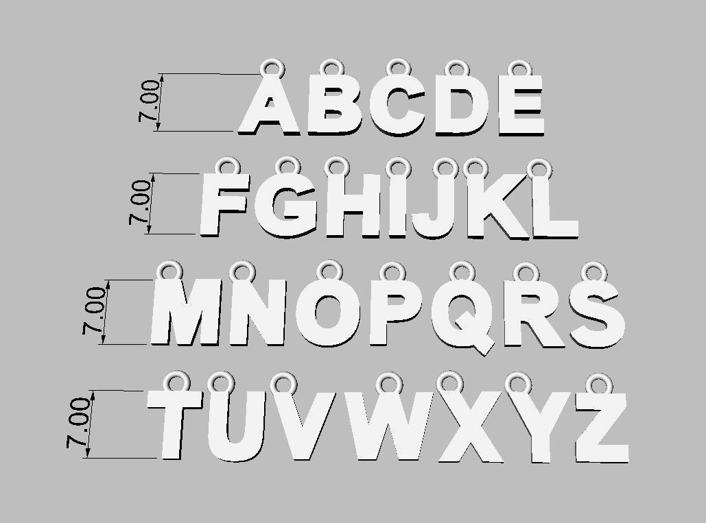 Alphabet Pendant - 7mm No Diamonds 3D print model_3