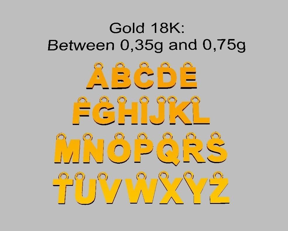 Alphabet Pendant - 7mm No Diamonds 3D print model_5
