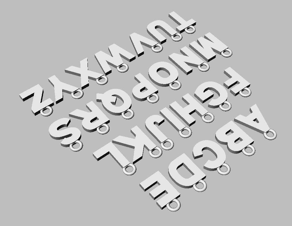 Alphabet Pendant - 7mm No Diamonds 3D print model_19