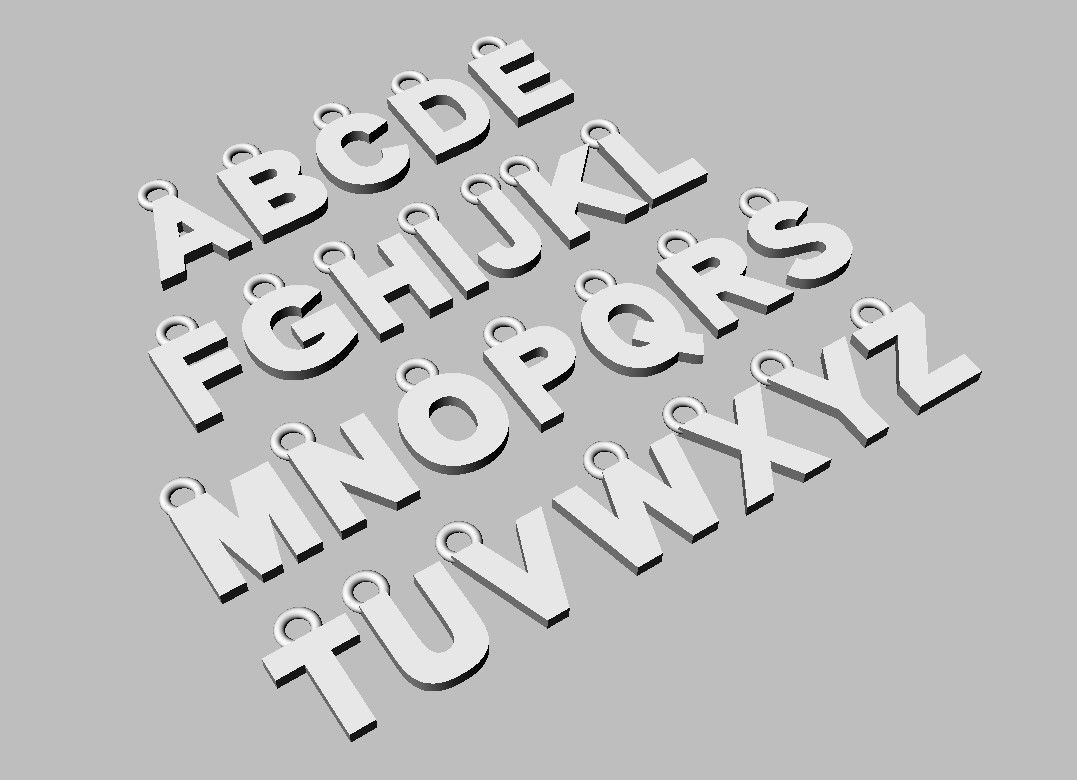 Alphabet Pendant - 7mm No Diamonds 3D print model_14