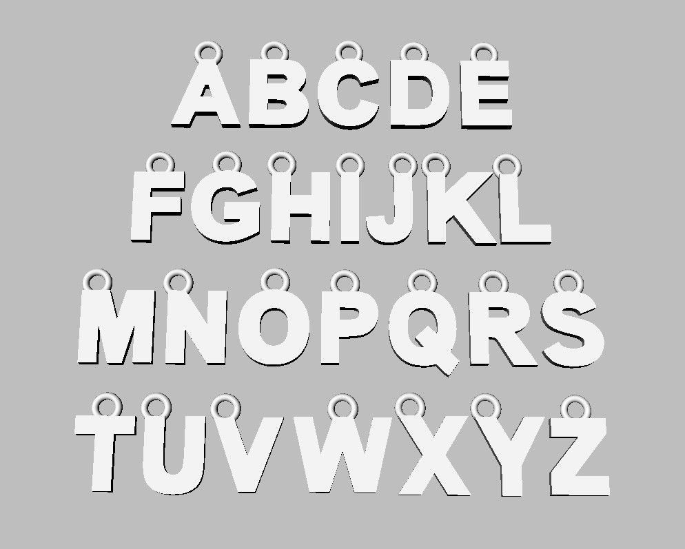 Alphabet Pendant - 7mm No Diamonds 3D print model_17