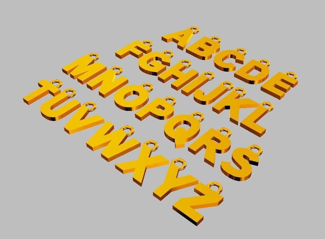 Alphabet Pendant - 7mm No Diamonds 3D print model_8