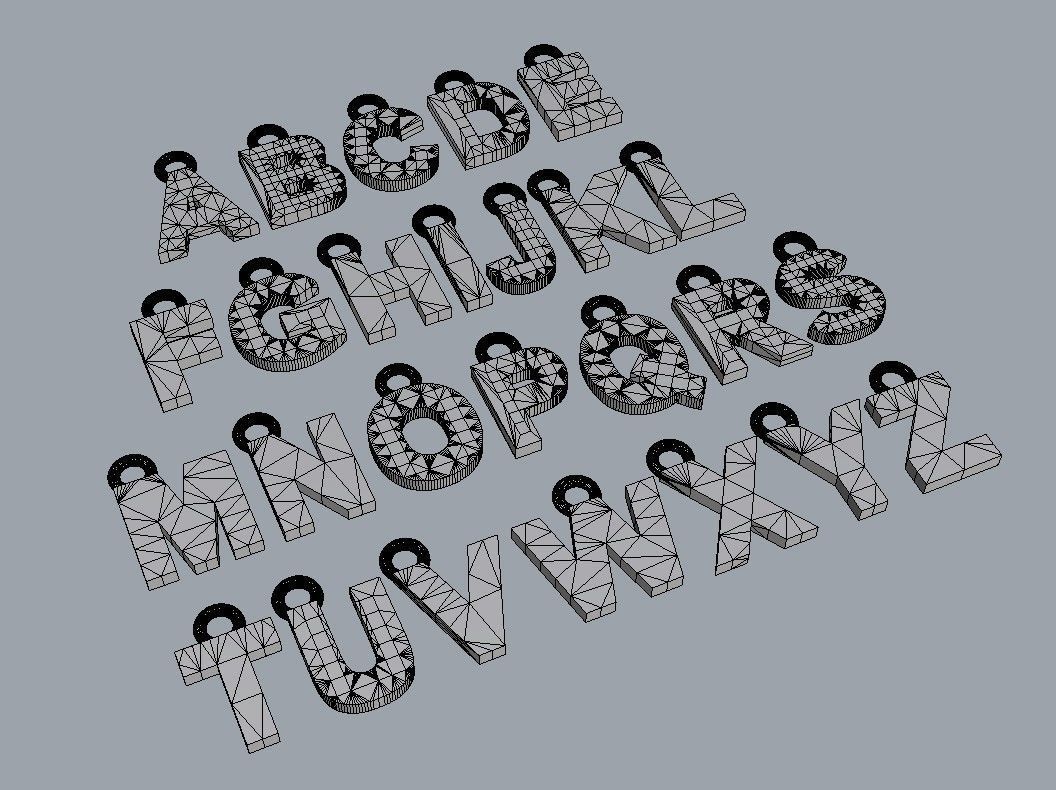Alphabet Pendant - 7mm No Diamonds 3D print model_10