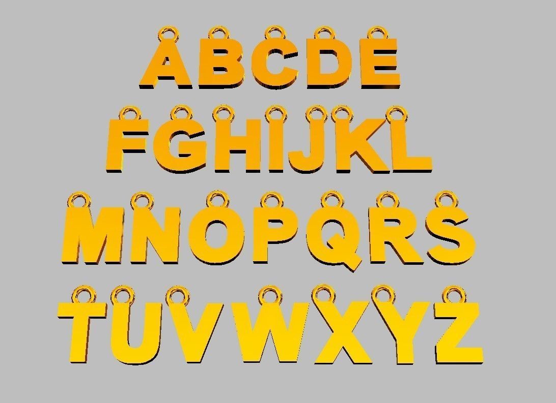 Alphabet Pendant - 7mm No Diamonds 3D print model_9