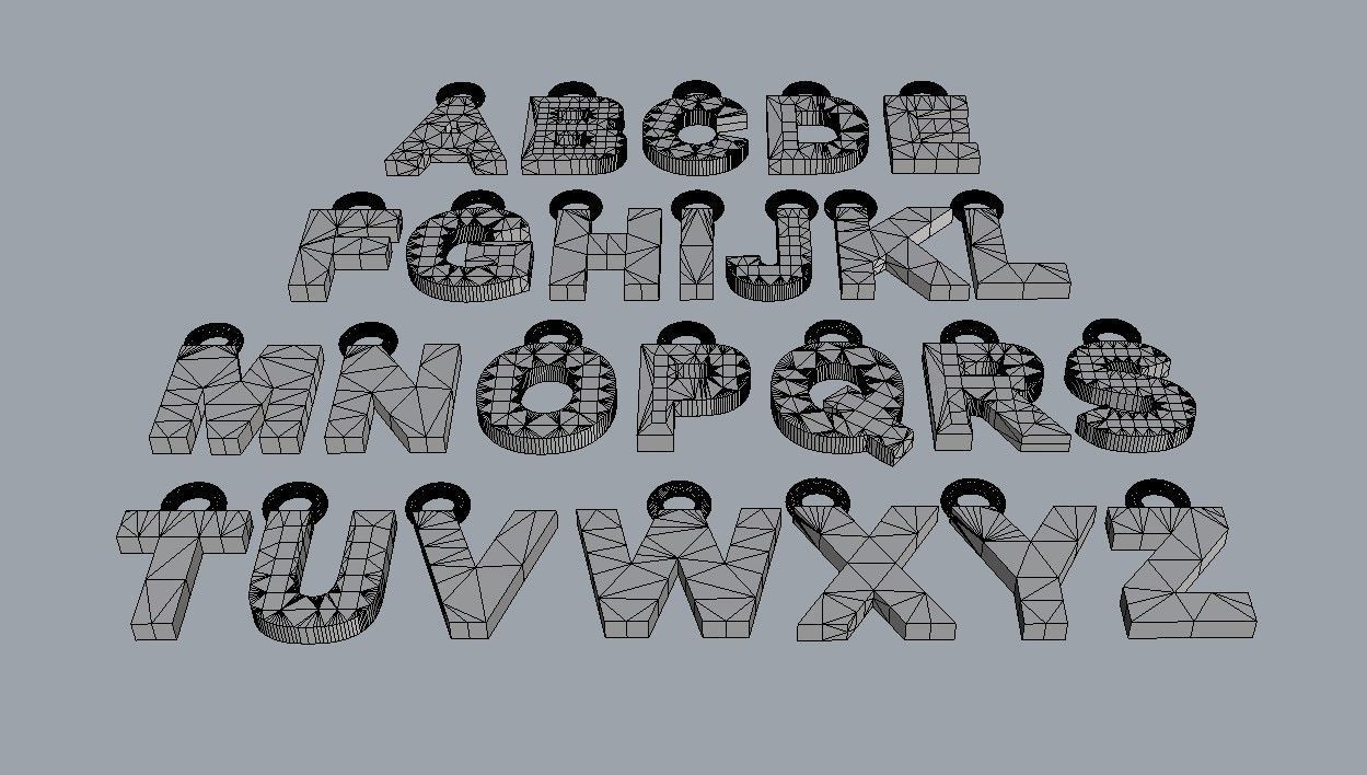 Alphabet Pendant - 7mm No Diamonds 3D print model_12