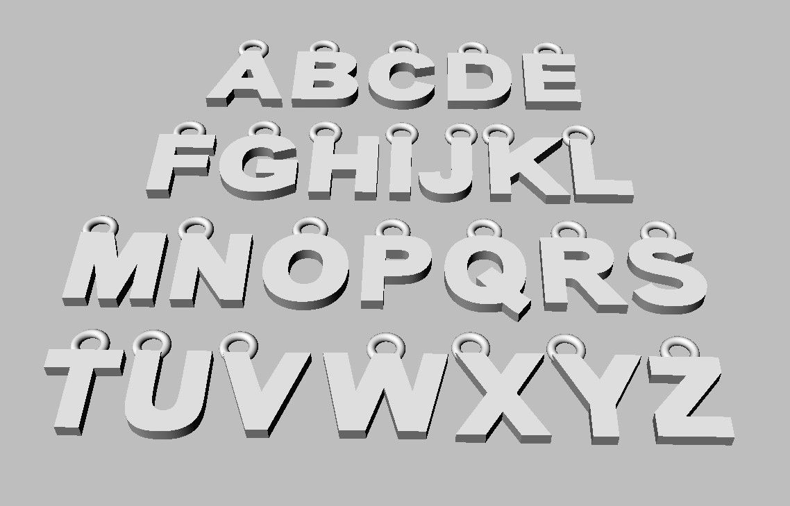 Alphabet Pendant - 7mm No Diamonds 3D print model_16