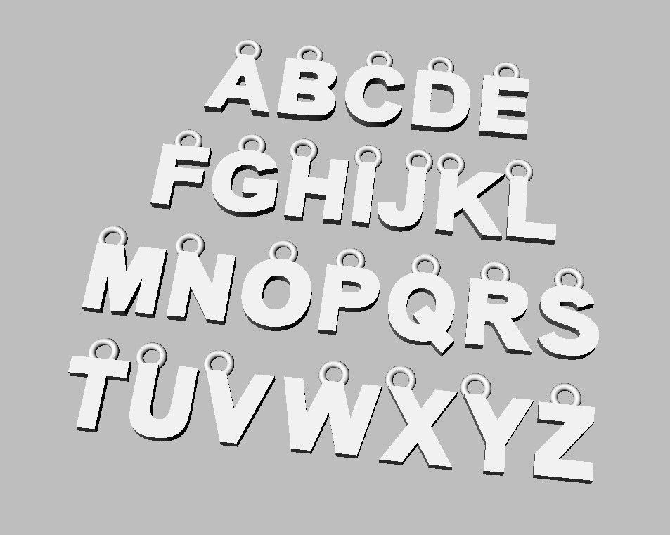 Alphabet Pendant - 7mm No Diamonds 3D print model_20