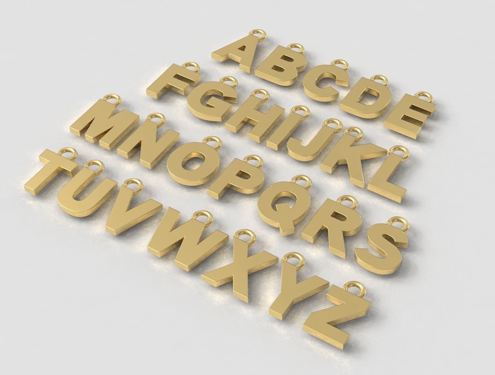 Alphabet Pendant - 7mm No Diamonds 3D print model_1