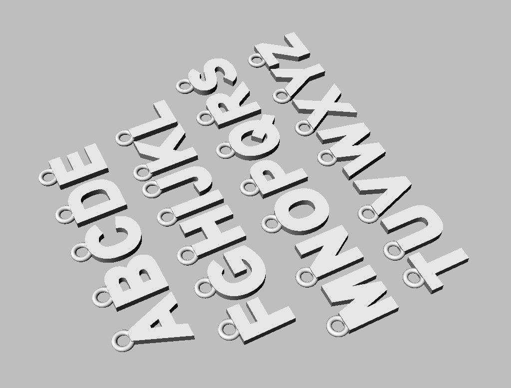 Alphabet Pendant - 7mm No Diamonds 3D print model_18