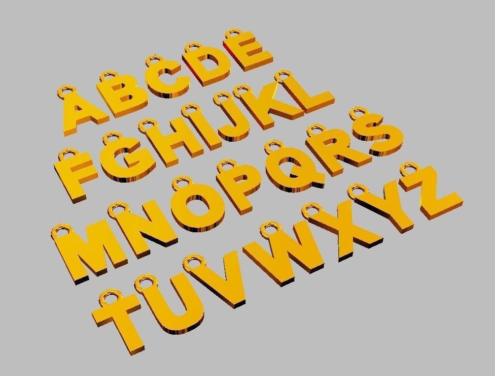 Alphabet Pendant - 7mm No Diamonds 3D print model_6