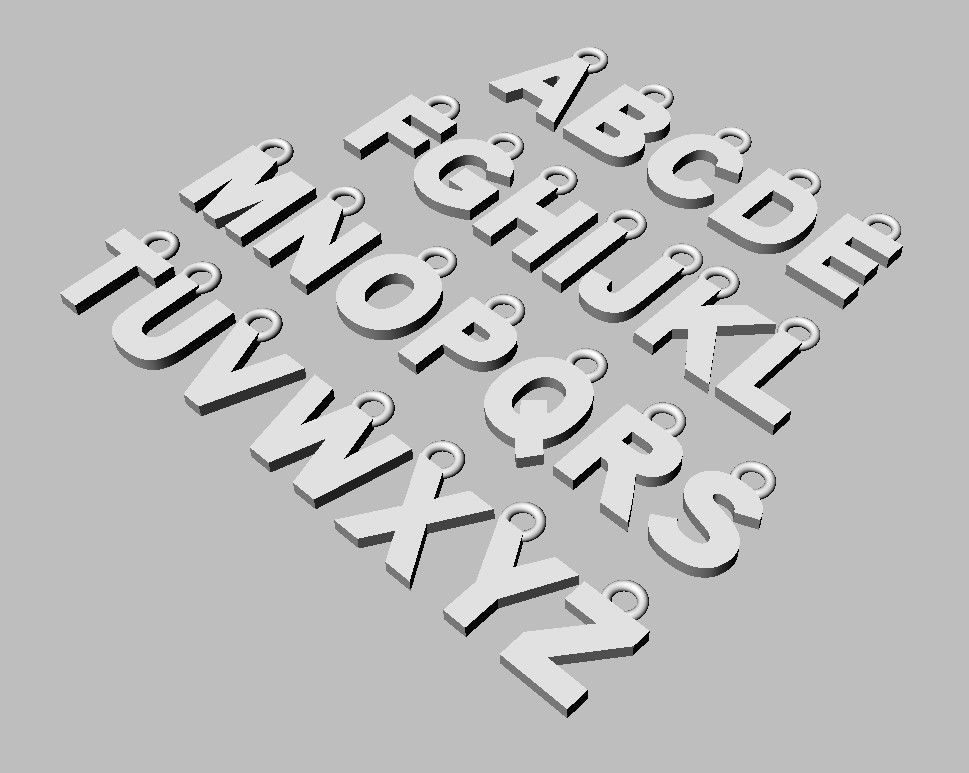 Alphabet Pendant - 7mm No Diamonds 3D print model_15