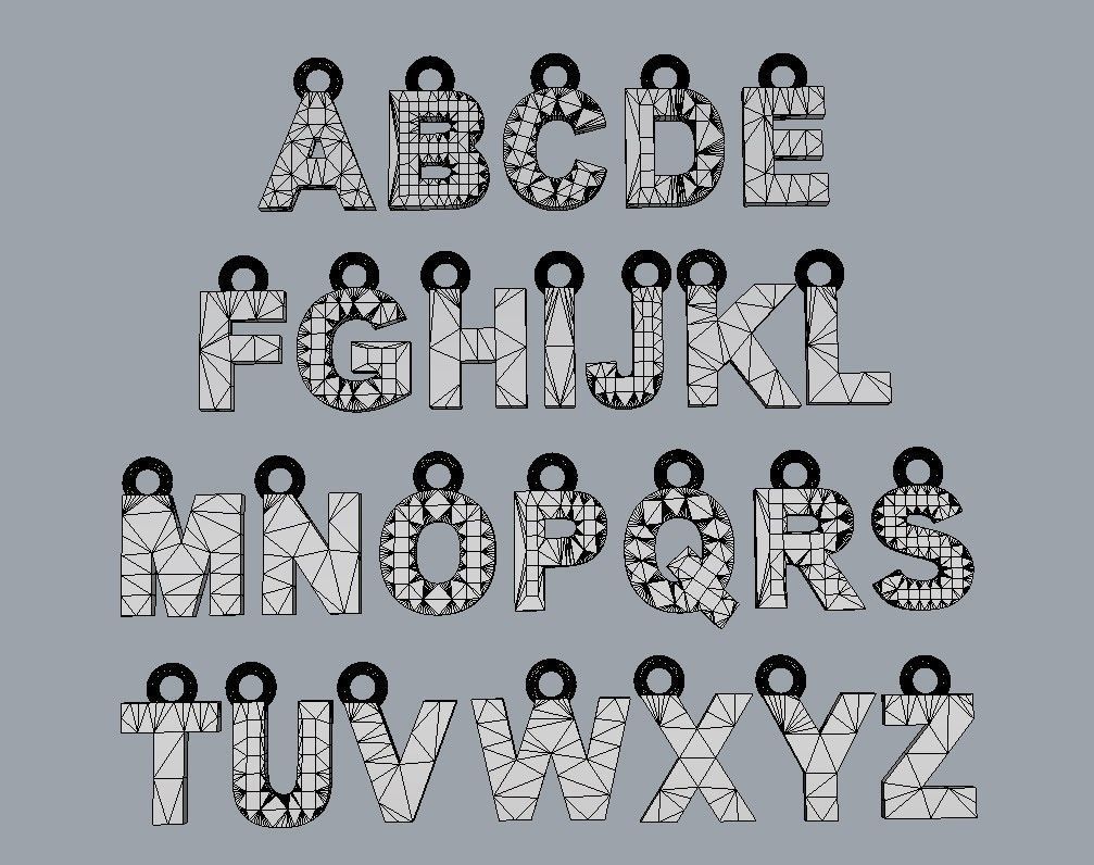 Alphabet Pendant - 7mm No Diamonds 3D print model_13