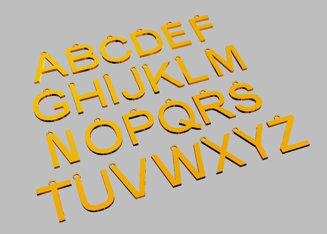 Alphabet Pendants - 15mm No Diamonds 3D print model_6